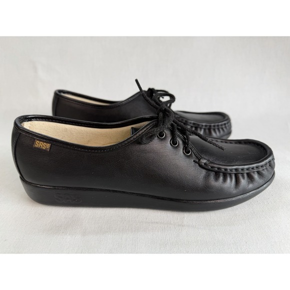 SAS SIESTA LACE UP WOMEN LOAFERS SIZE 11 BLACK LEATHER - Picture 6 of 13
